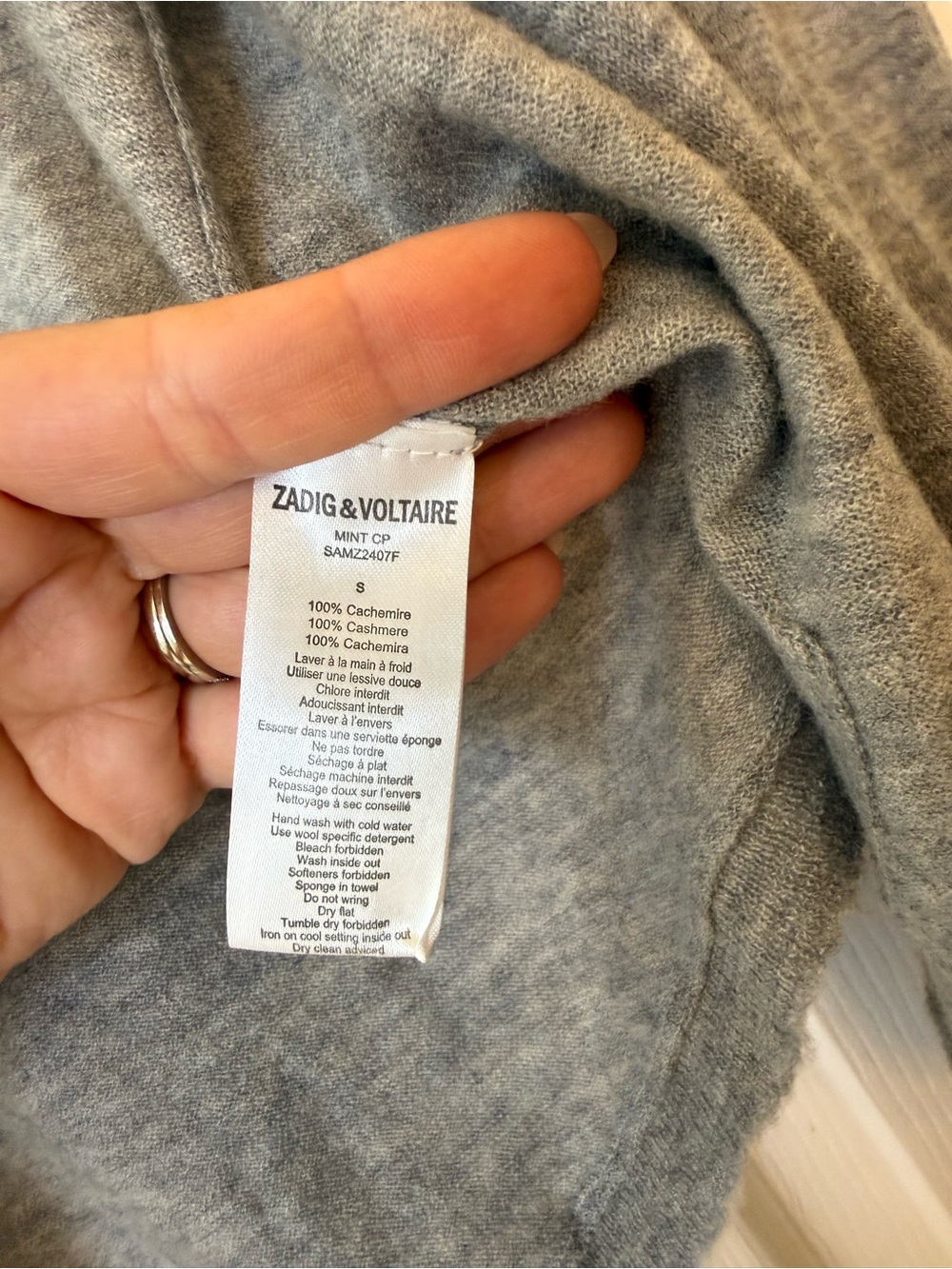 ZADIG & VOLTAIRE grey cashmere sweater skull buttons size small - Picture 6 of 8